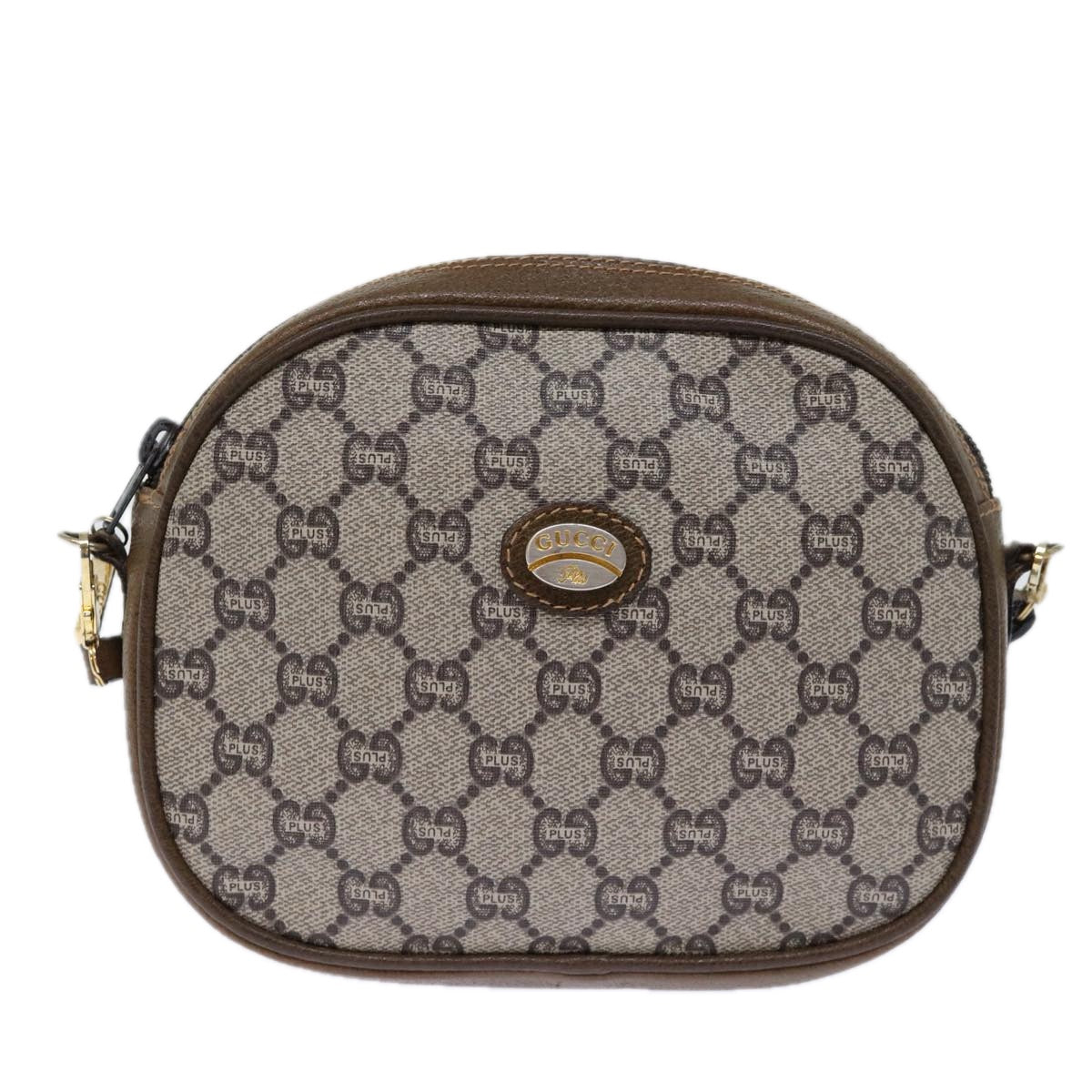 GUCCI GG PLUS Canvas Shoulder Bag PVC Beige 72812