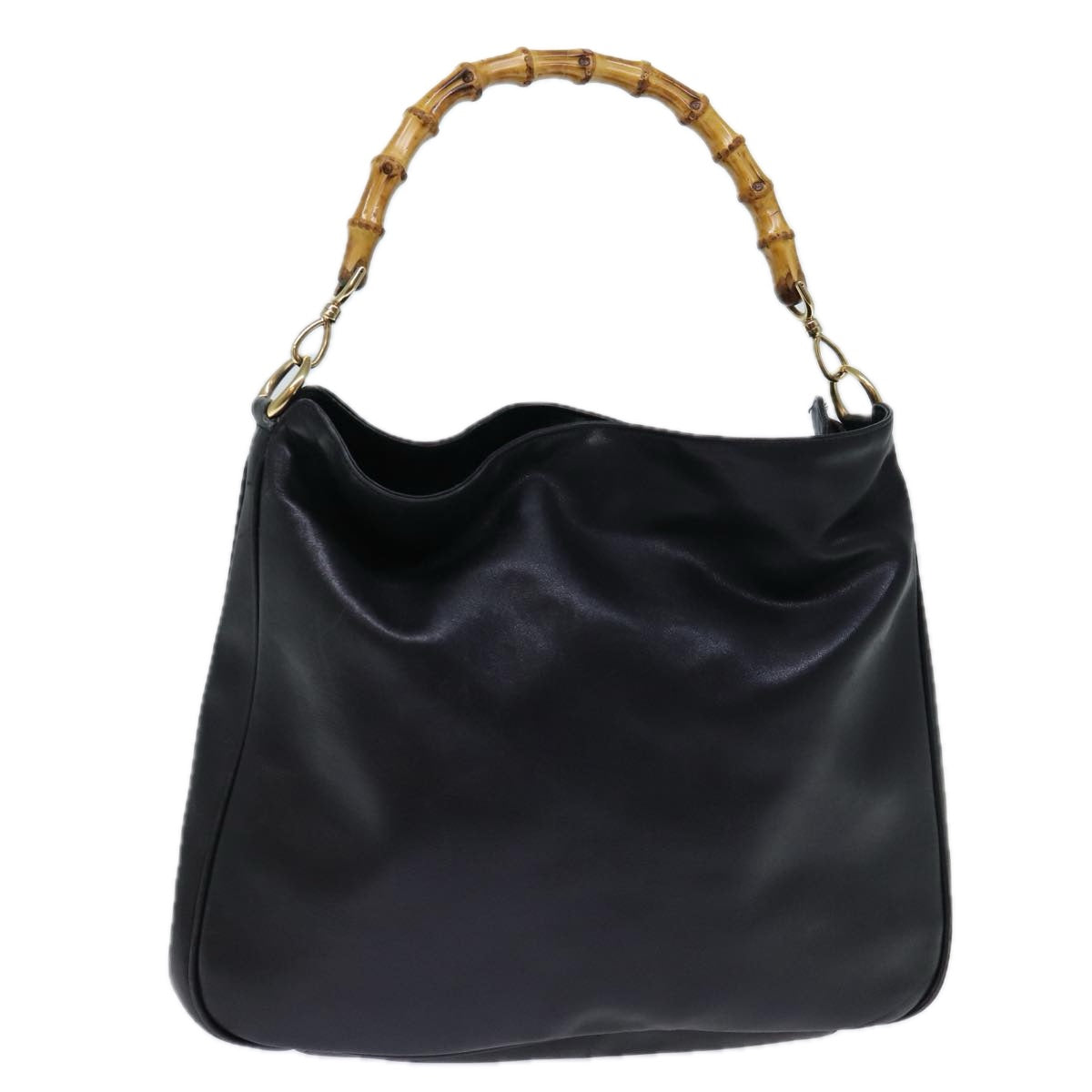 GUCCI Bamboo Hand Bag Leather Black 001 1998 1577 72814