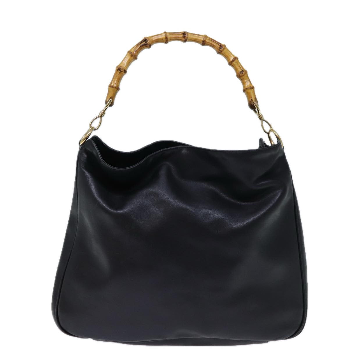 GUCCI Bamboo Hand Bag Leather Black 001 1998 1577 72814