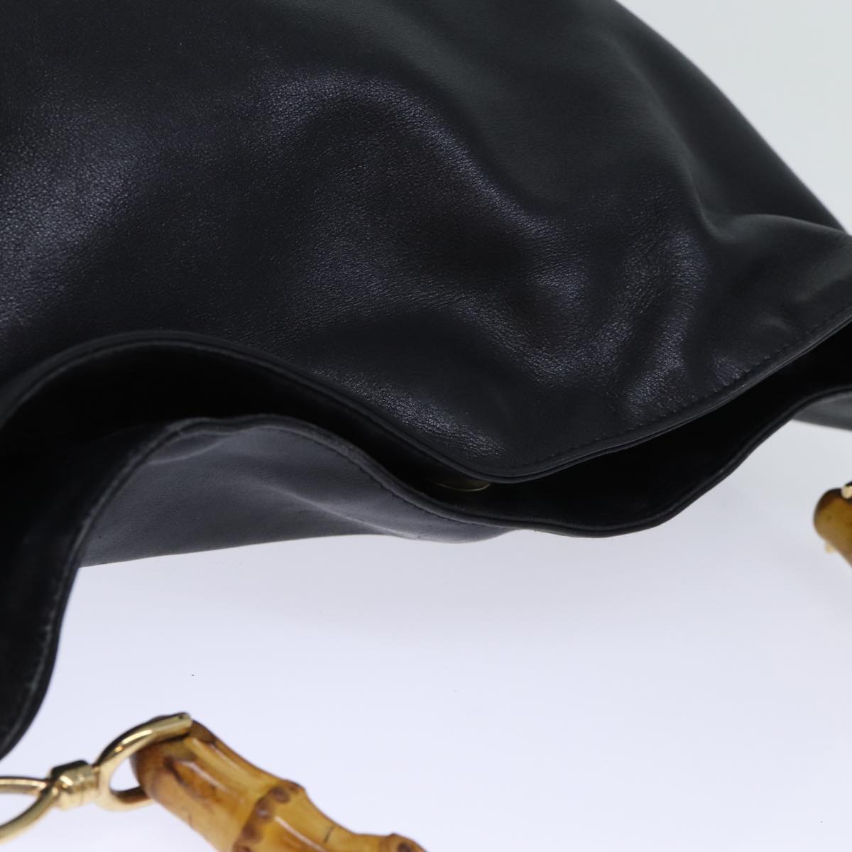 GUCCI Bamboo Hand Bag Leather Black 001 1998 1577 72814