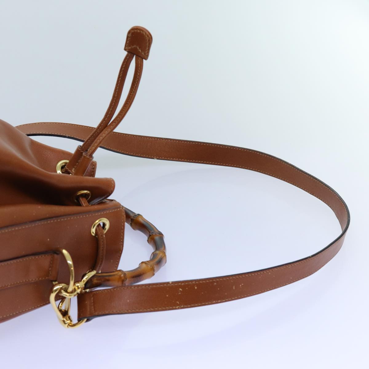 GUCCI Bamboo Hand Bag Leather 2way Brown 001 2865 1657 72828