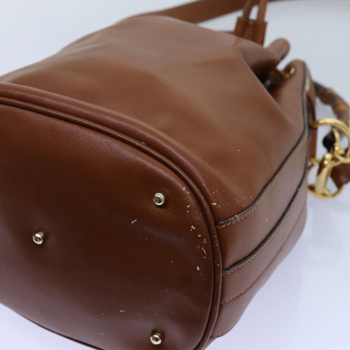 GUCCI Bamboo Hand Bag Leather 2way Brown 001 2865 1657 72828