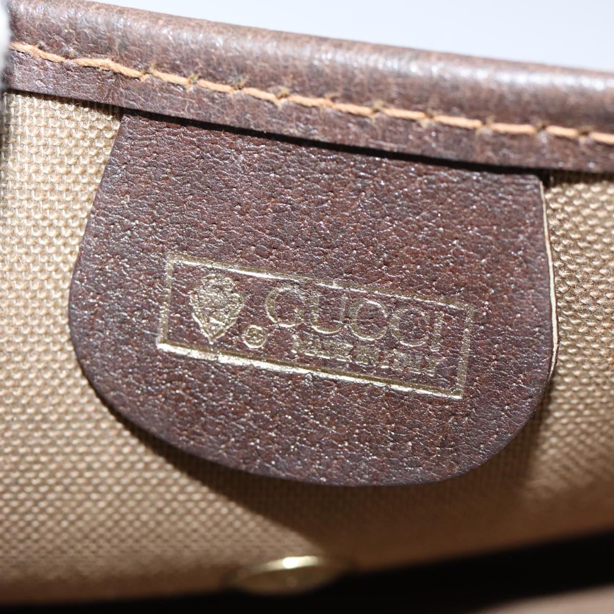 GUCCI GG Supreme Web Sherry Line Pouch PVC Beige Red 014 89 5205 72829