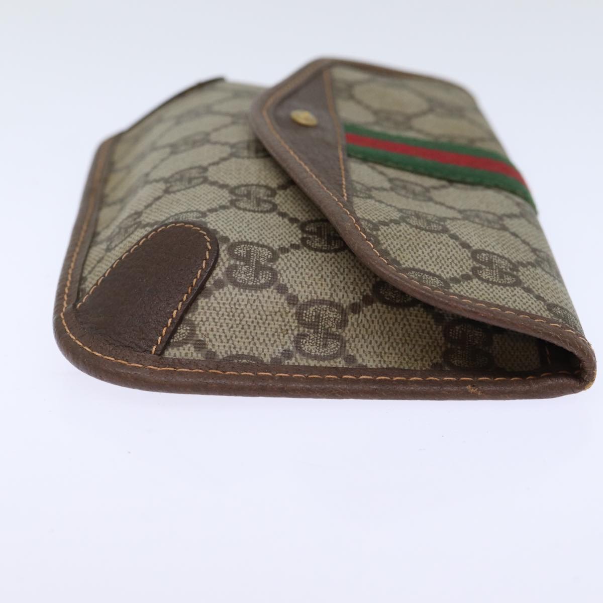 GUCCI GG Supreme Web Sherry Line Pouch PVC Beige Red 014 89 5205 72829