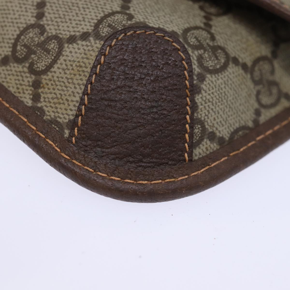 GUCCI GG Supreme Web Sherry Line Pouch PVC Beige Red 014 89 5205 72829