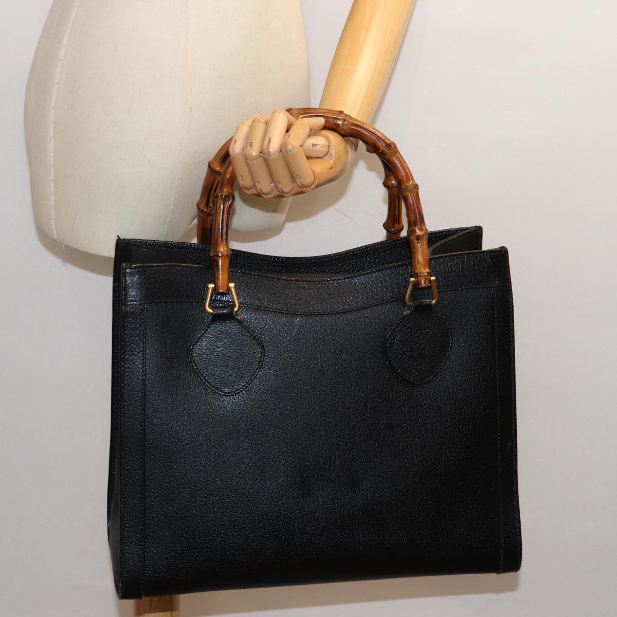 GUCCI Bamboo Hand Bag Leather Black 002 1186 0260 72838