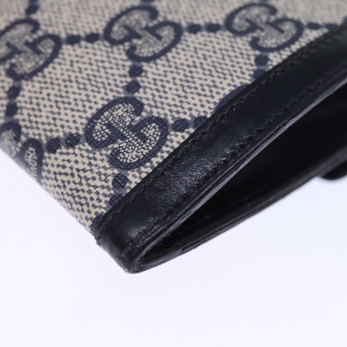 GUCCI GG Supreme Sherry Line Pouch PVC Leather Navy Red 72871