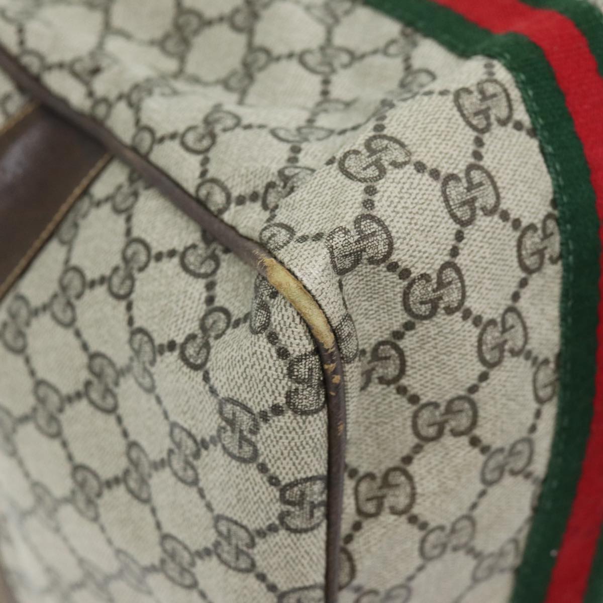 GUCCI GG Canvas Web Sherry Line Boston Bag PVC Beige Green Red 72967