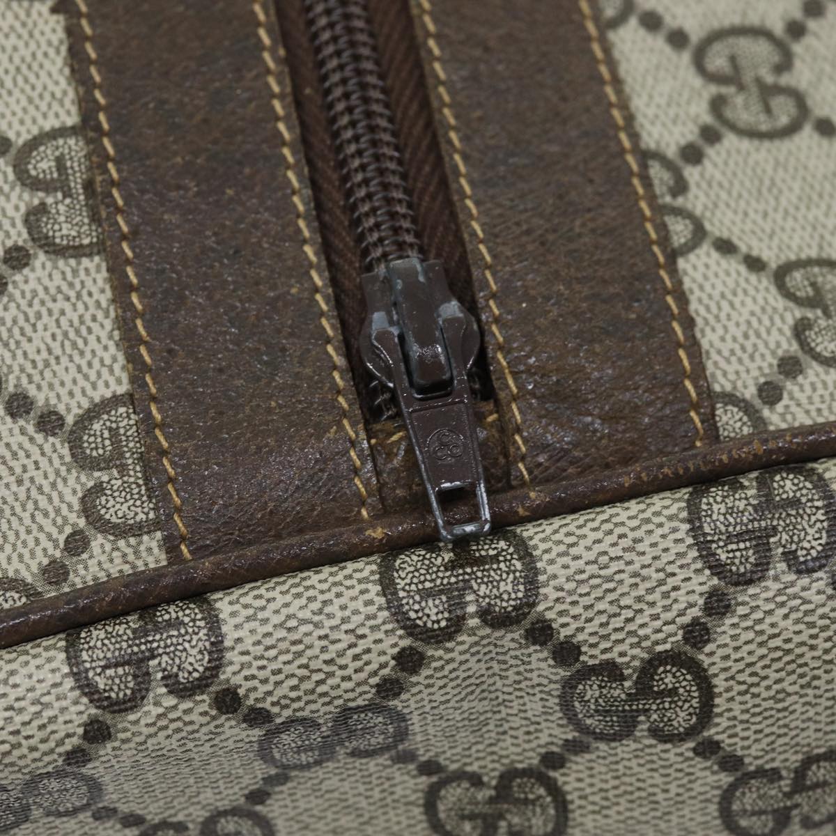 GUCCI GG Canvas Web Sherry Line Boston Bag PVC Beige Green Red 72967