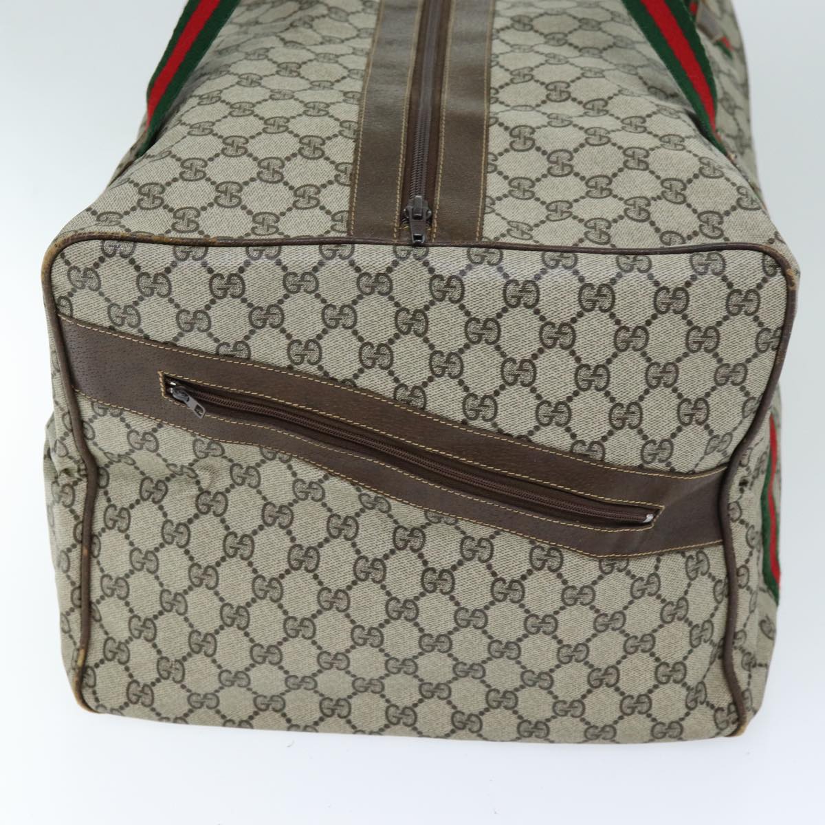 GUCCI GG Canvas Web Sherry Line Boston Bag PVC Beige Green Red 72967