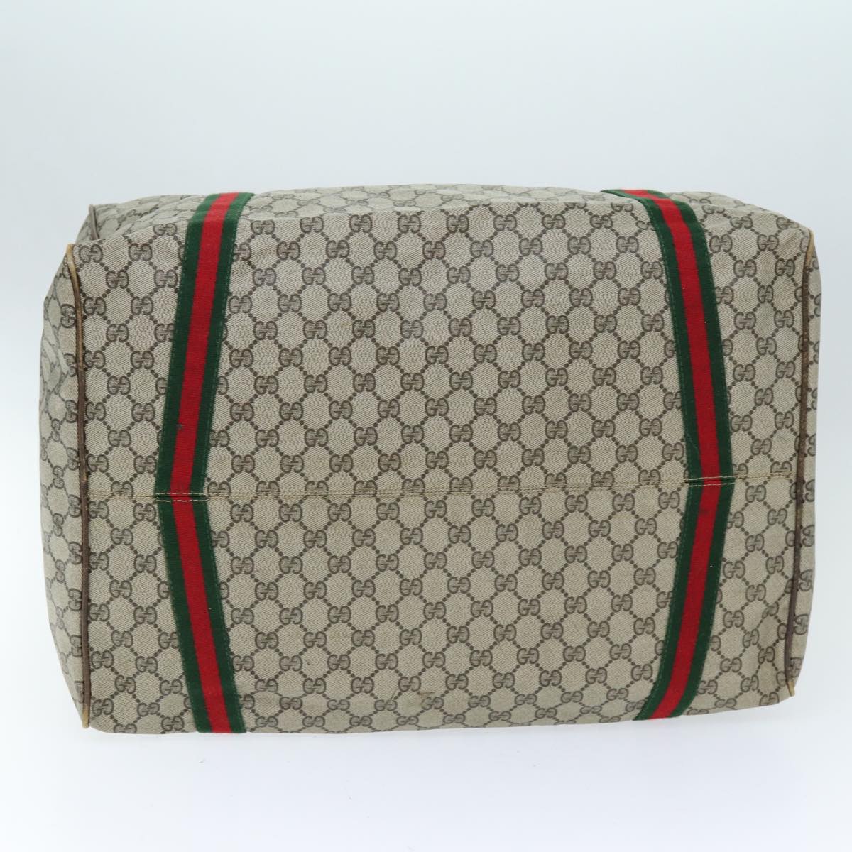 GUCCI GG Canvas Web Sherry Line Boston Bag PVC Beige Green Red 72967
