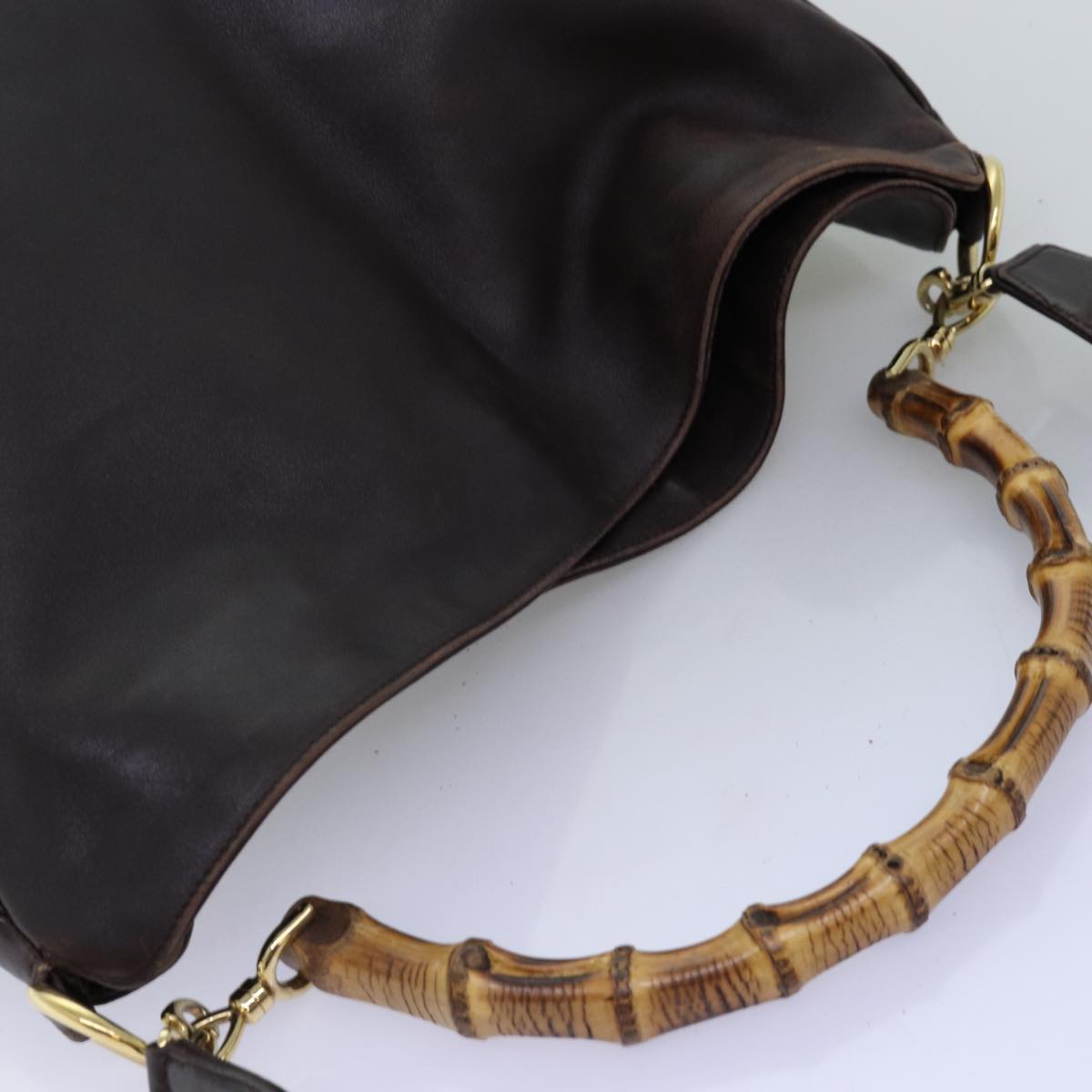 GUCCI Bamboo Shoulder Bag Leather 2way Brown 72968