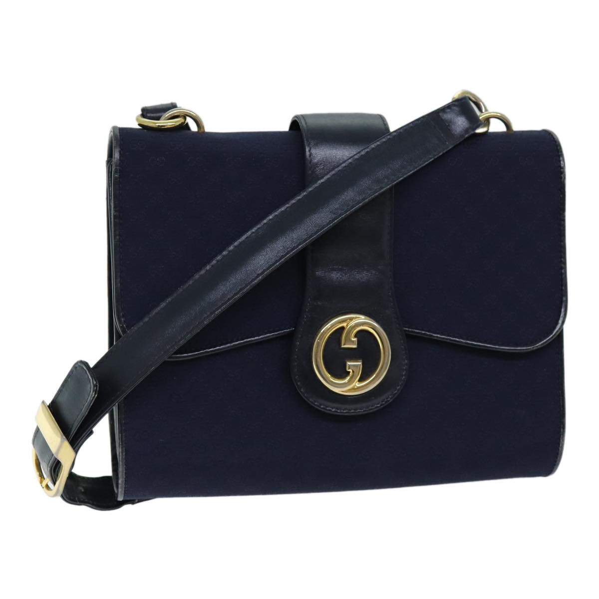GUCCI Micro GG Canvas Shoulder Bag Navy 73031