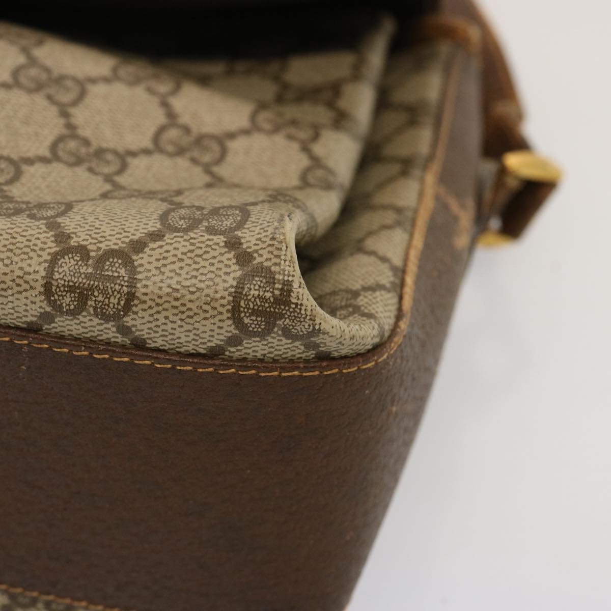 GUCCI GG Supreme Web Sherry Line Shoulder Bag PVC Beige 904 02 084 73034