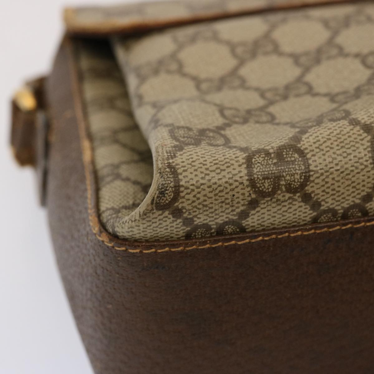 GUCCI GG Supreme Web Sherry Line Shoulder Bag PVC Beige 904 02 084 73034