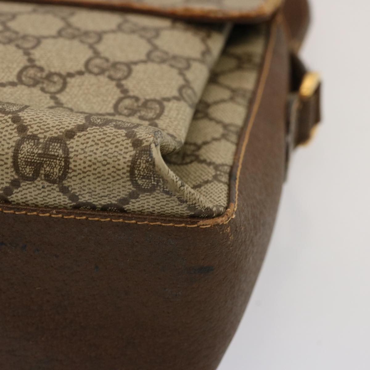 GUCCI GG Supreme Web Sherry Line Shoulder Bag PVC Beige 904 02 084 73034