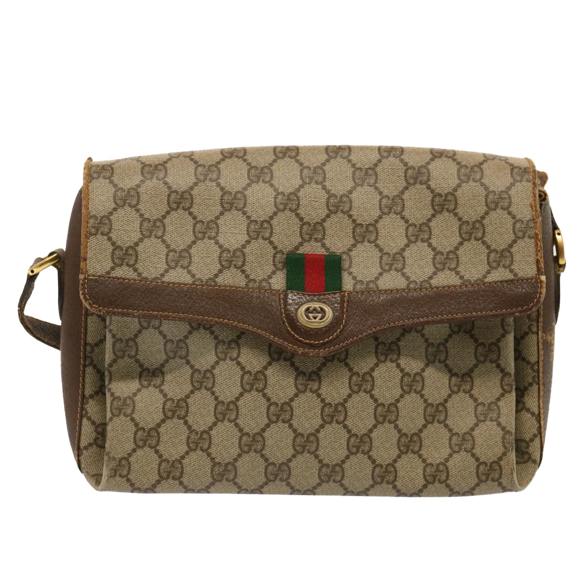 GUCCI GG Supreme Web Sherry Line Shoulder Bag PVC Beige 904 02 084 73034