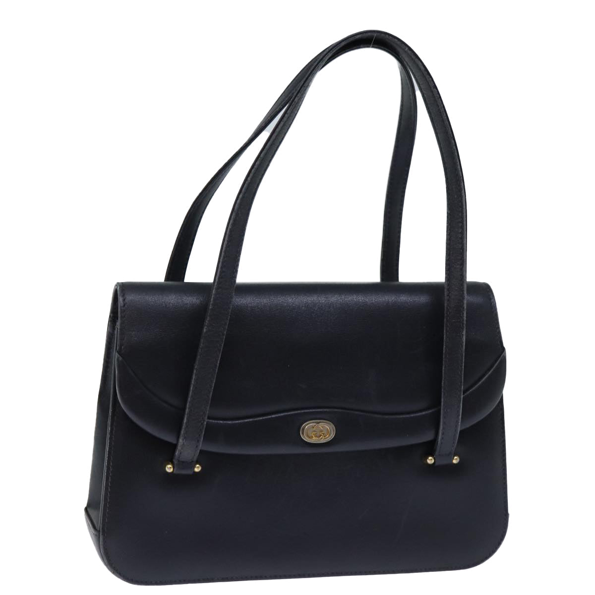 GUCCI Hand Bag Leather Black 73035