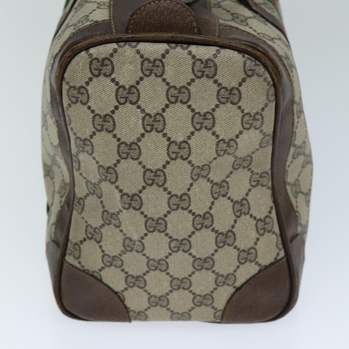 GUCCI GG Canvas Web Sherry Line Hand Bag PVC Beige Green Red 73093