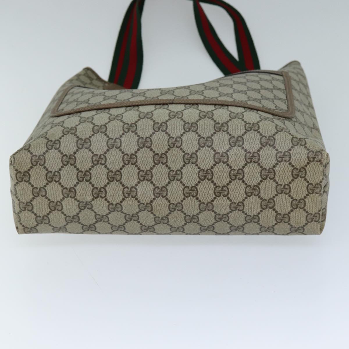 GUCCI GG Canvas Web Sherry Line Tote Bag PVC Beige Green 39 02 003 73111