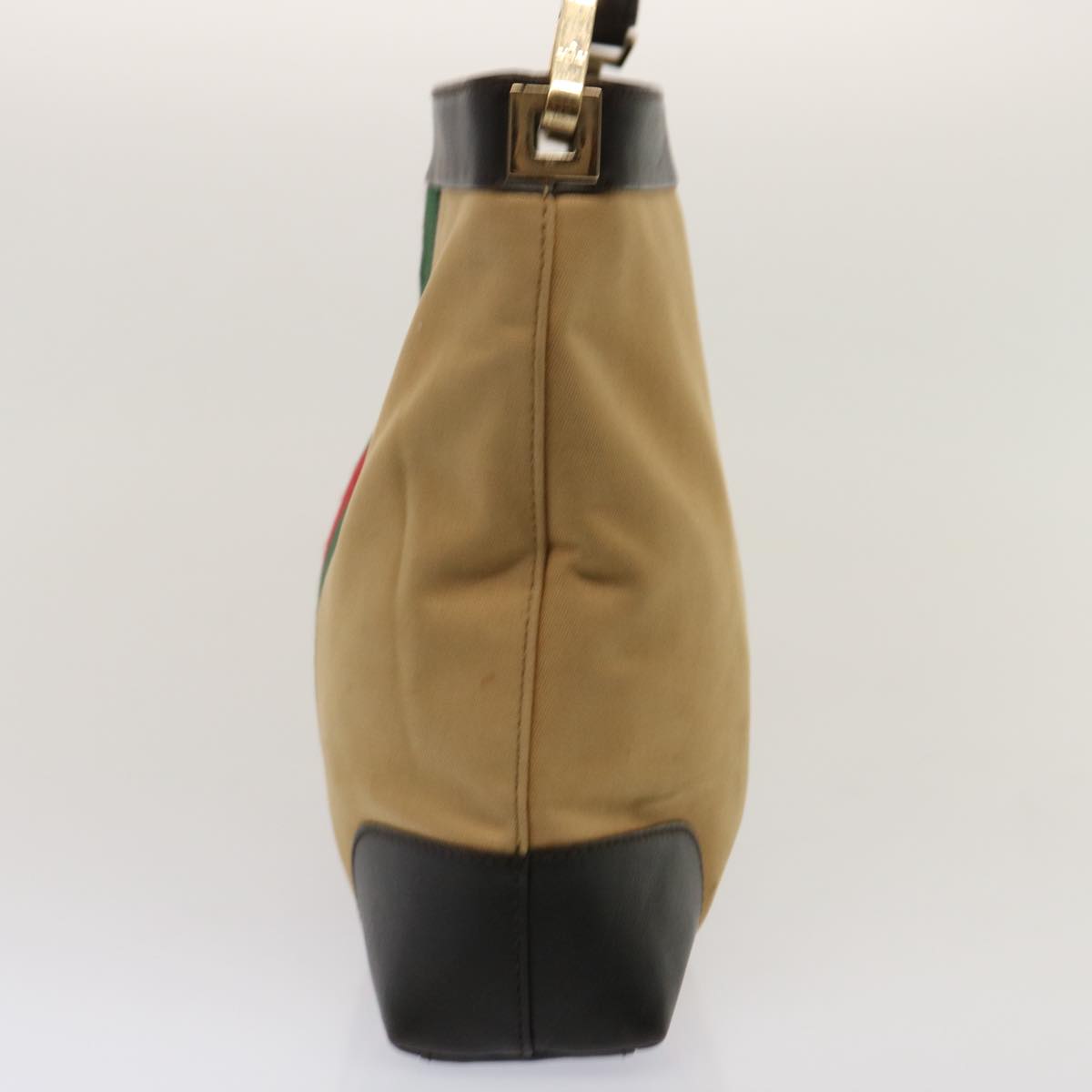 GUCCI Web Sherry Line Shoulder Bag Canvas Beige Green Red 001 4231 73115