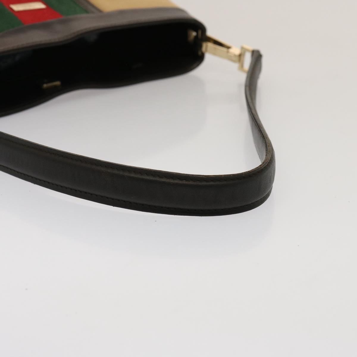 GUCCI Web Sherry Line Shoulder Bag Canvas Beige Green Red 001 4231 73115