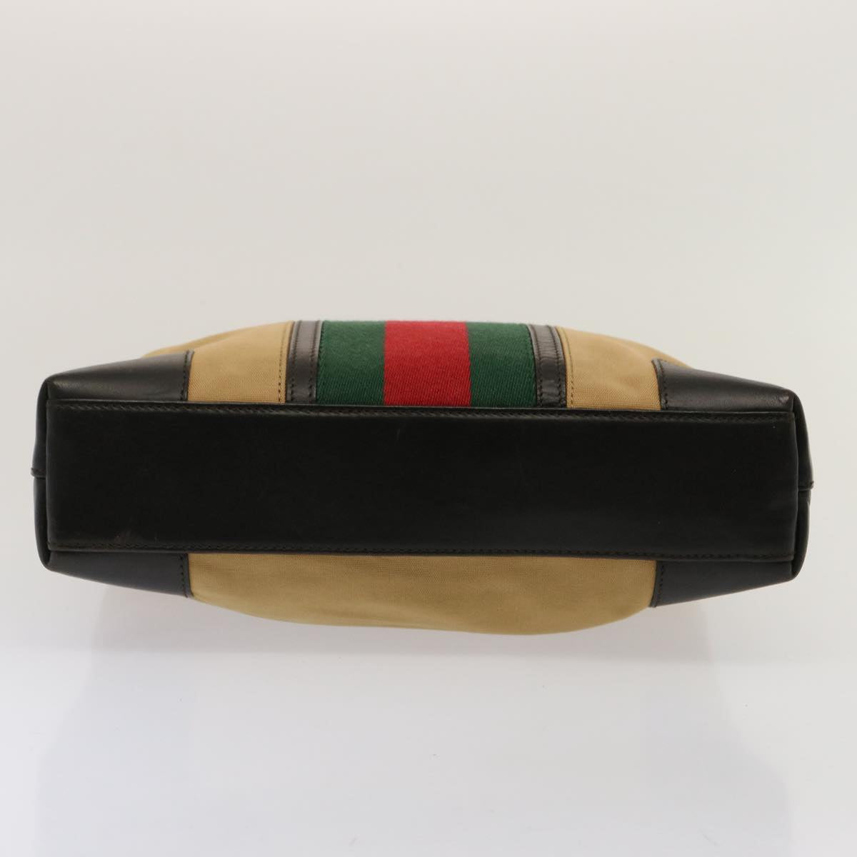 GUCCI Web Sherry Line Shoulder Bag Canvas Beige Green Red 001 4231 73115