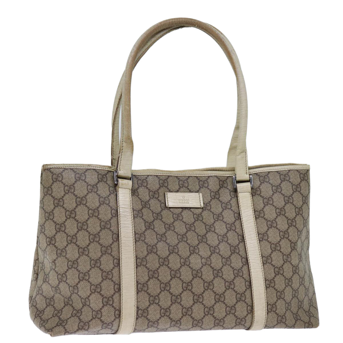 GUCCI GG Canvas Tote Bag PVC Beige 114595 73116