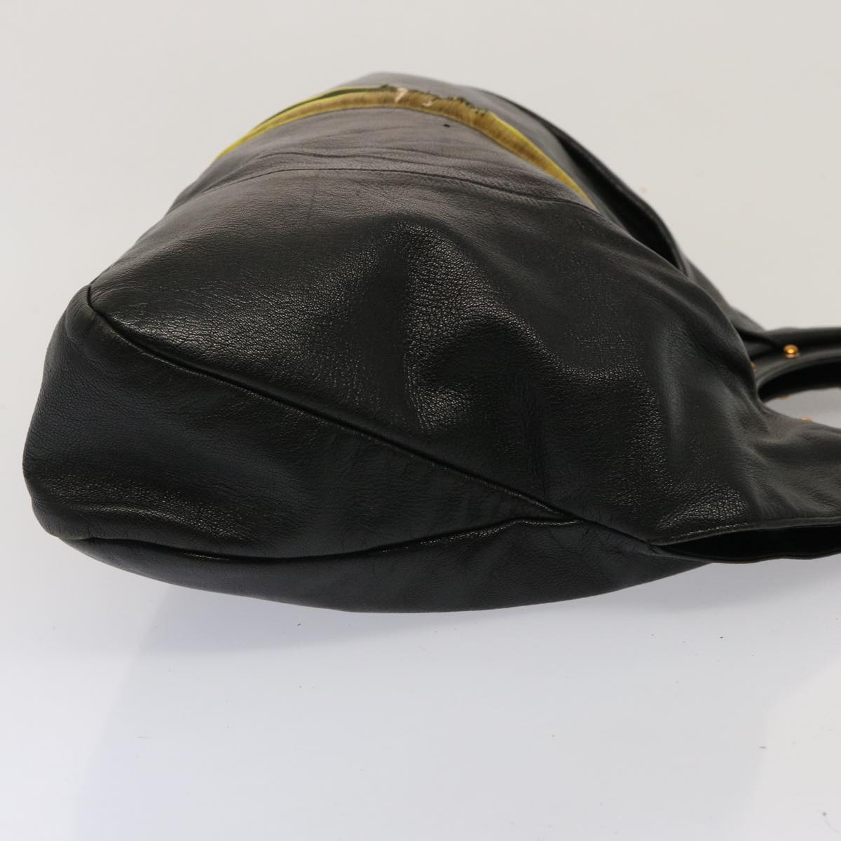 GUCCI Hand Bag Leather Black Yellow 128989 73119