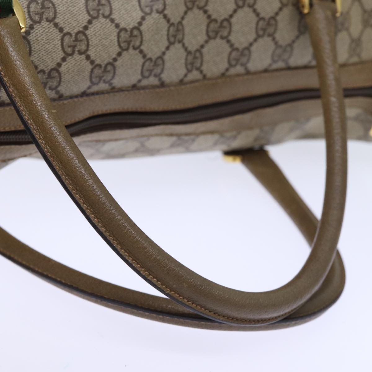 GUCCI GG Supreme Web Sherry Line Boston Bag PVC Beige Red 40 02 073 73139