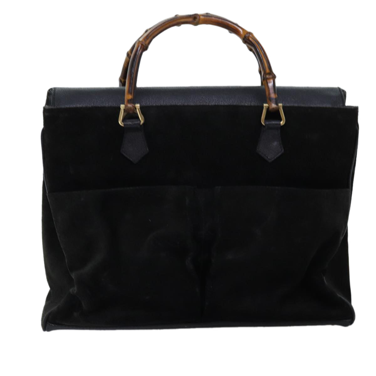 GUCCI Bamboo Hand Bag Suede 2way Black 002 123 0322 73157