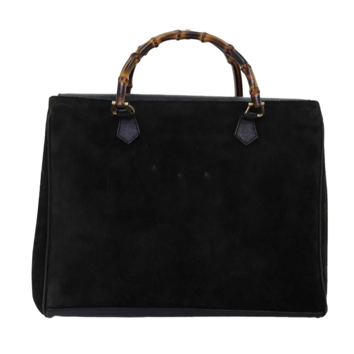 GUCCI Bamboo Hand Bag Suede 2way Black 002 123 0322 73157