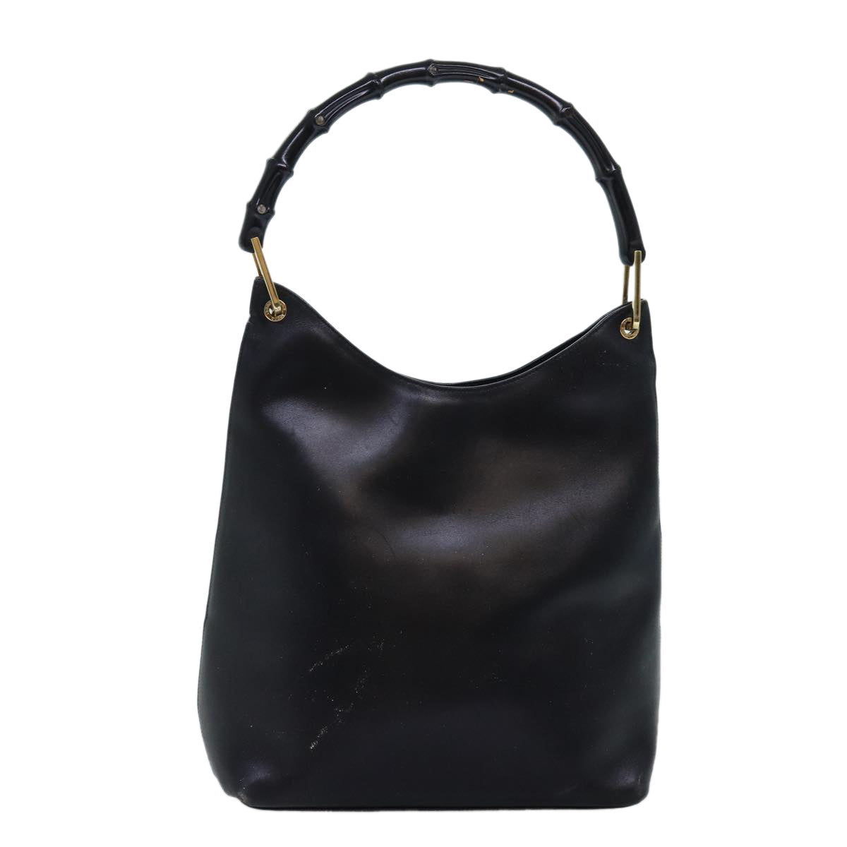GUCCI Bamboo Shoulder Bag Leather Black 0013006 73163