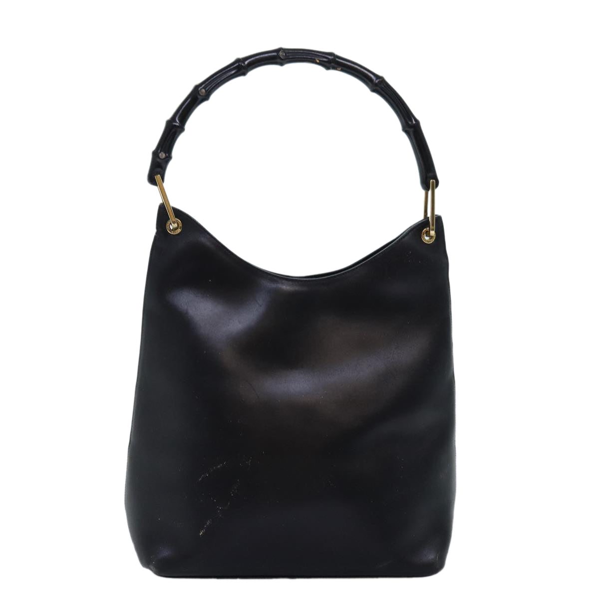 GUCCI Bamboo Shoulder Bag Leather Black 0013006 73163