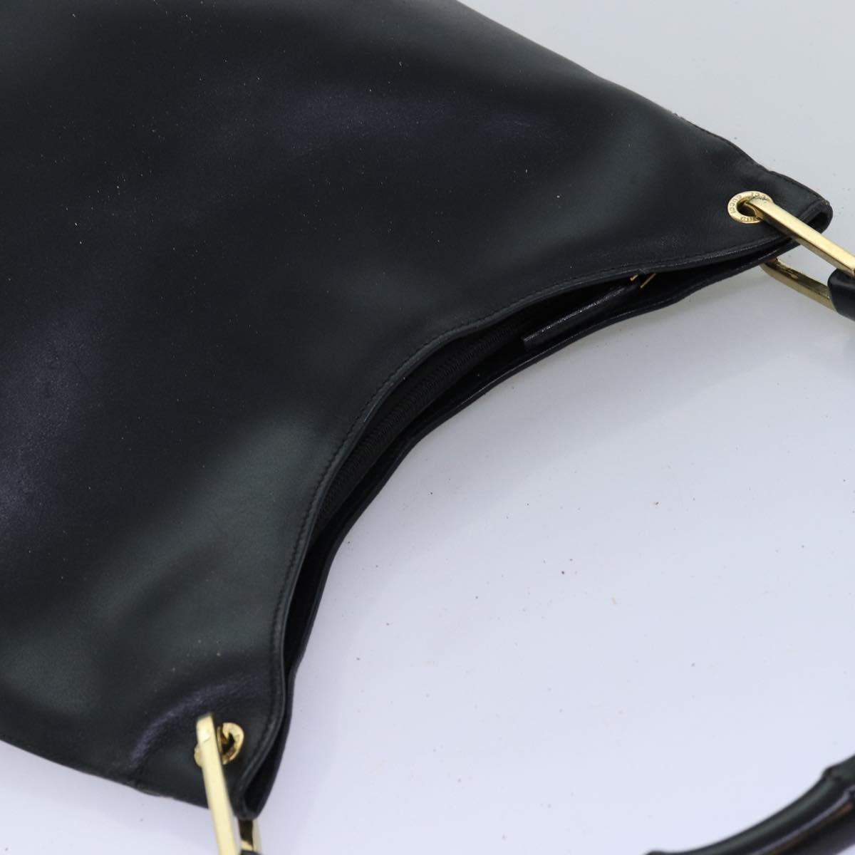GUCCI Bamboo Shoulder Bag Leather Black 0013006 73163
