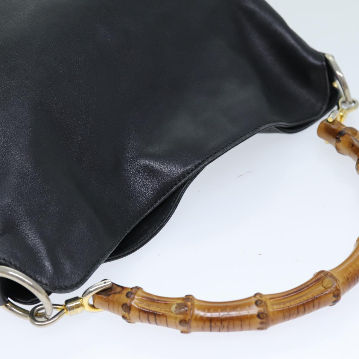 GUCCI Bamboo Shoulder Bag Leather 2way Black 73164