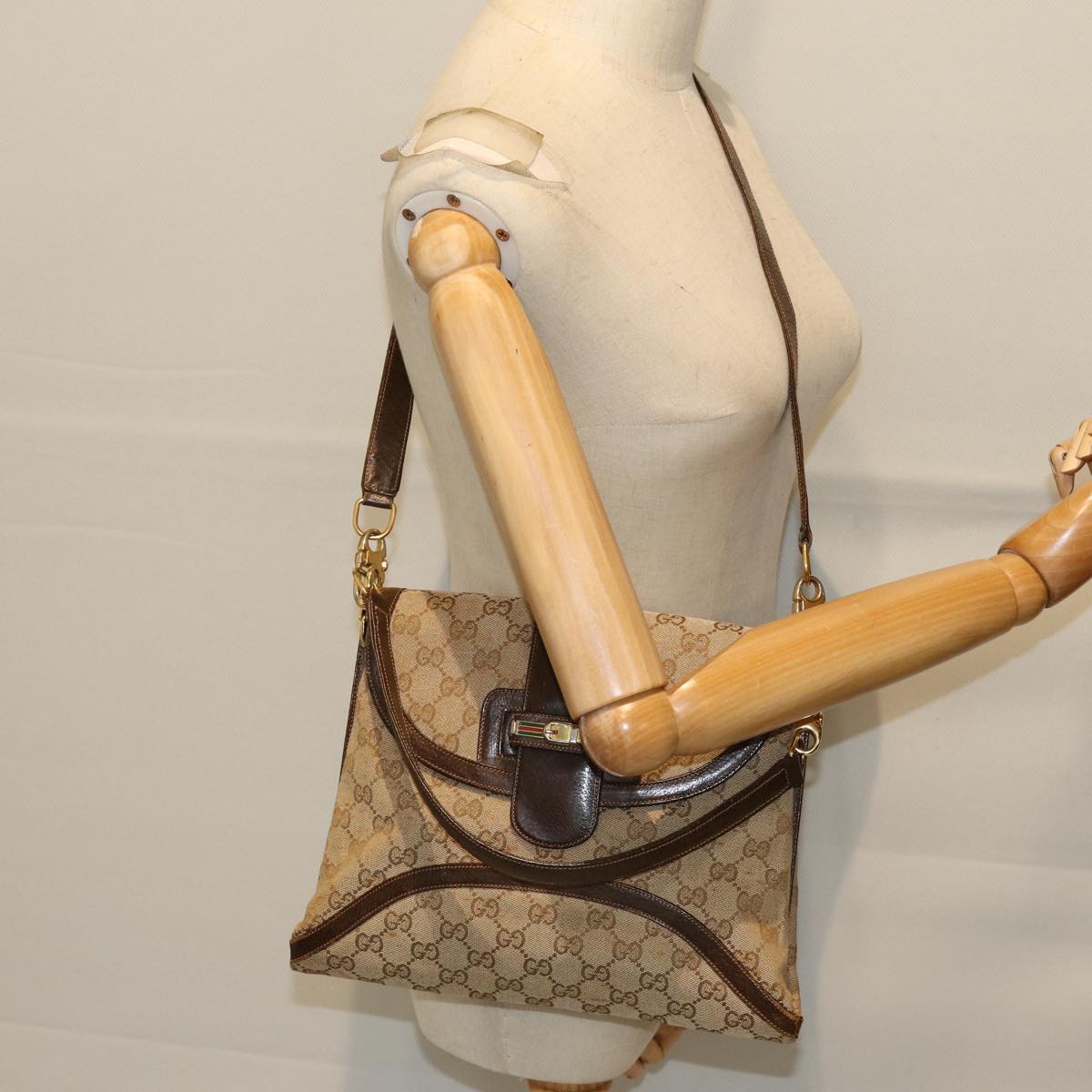 GUCCI GG Canvas Shoulder Bag 2way Beige 73227