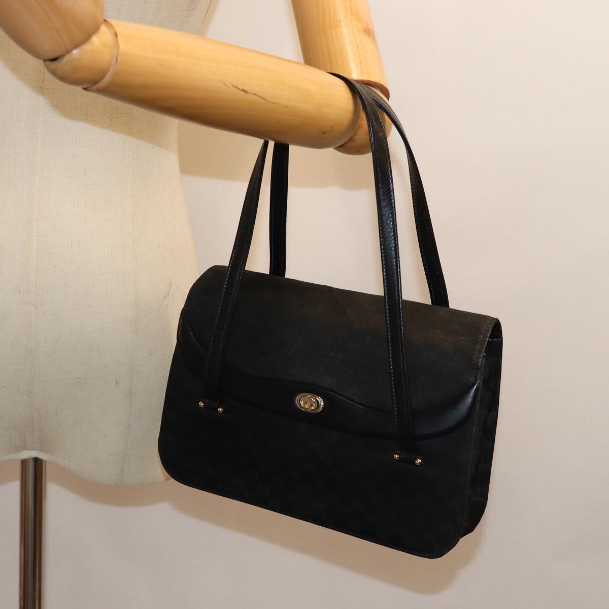 GUCCI Micro GG Canvas Hand Bag Black 73229