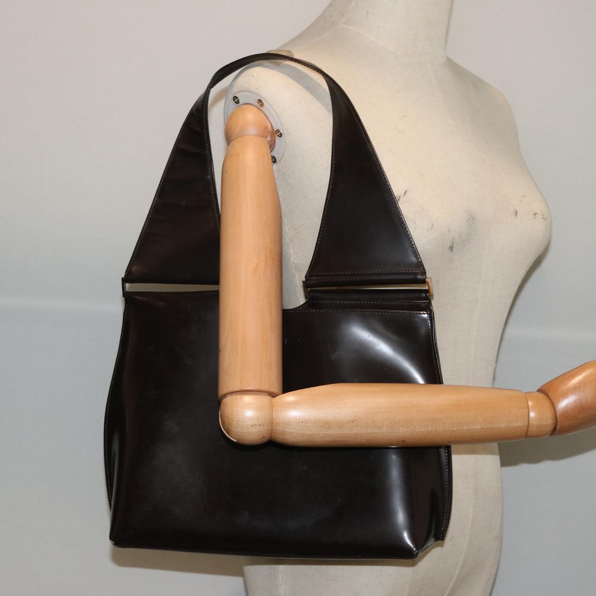 GUCCI Shoulder Bag Patent leather Brown 001 3115 73230