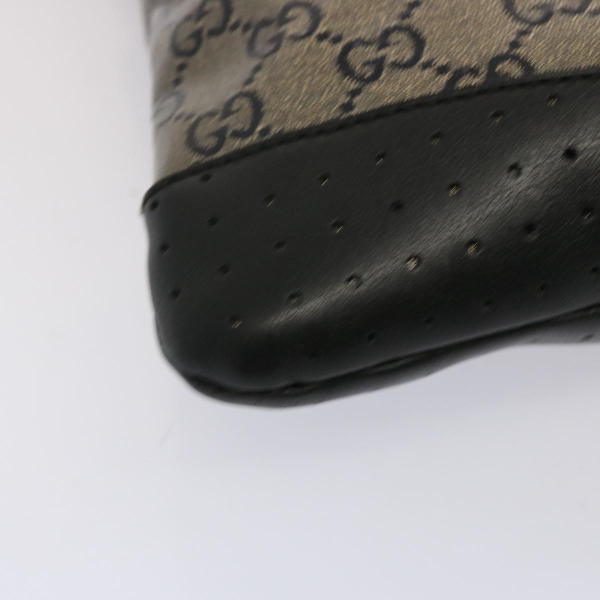GUCCI GG Crystal Shoulder Bag Black Beige 145857 73231