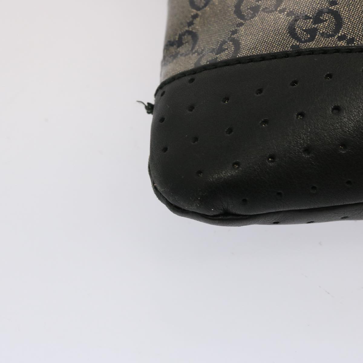 GUCCI GG Crystal Shoulder Bag Black Beige 145857 73231