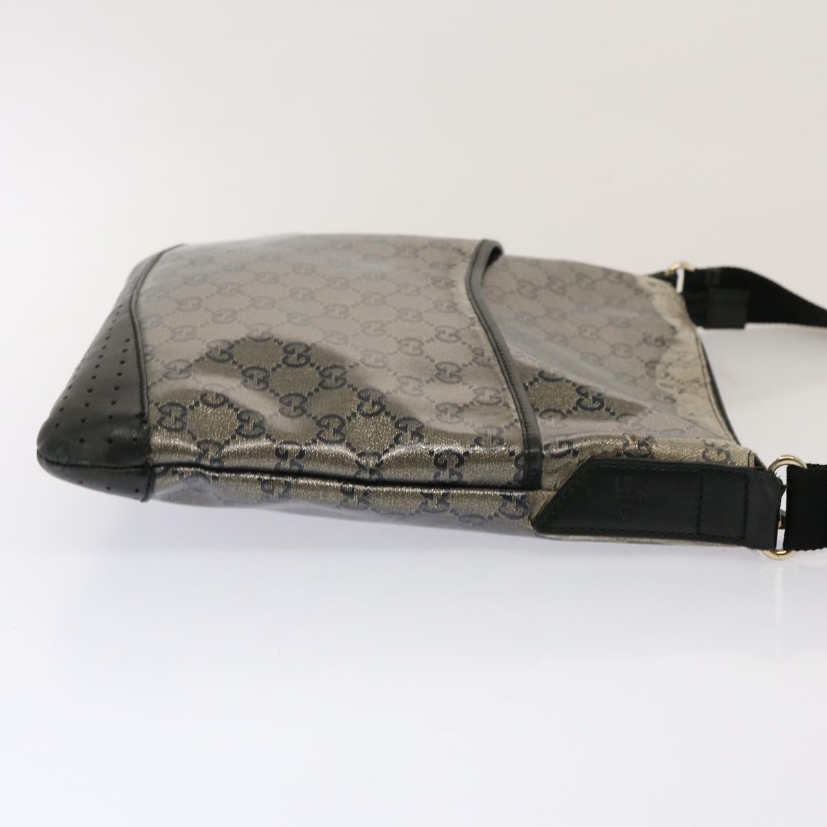 GUCCI GG Crystal Shoulder Bag Black Beige 145857 73231