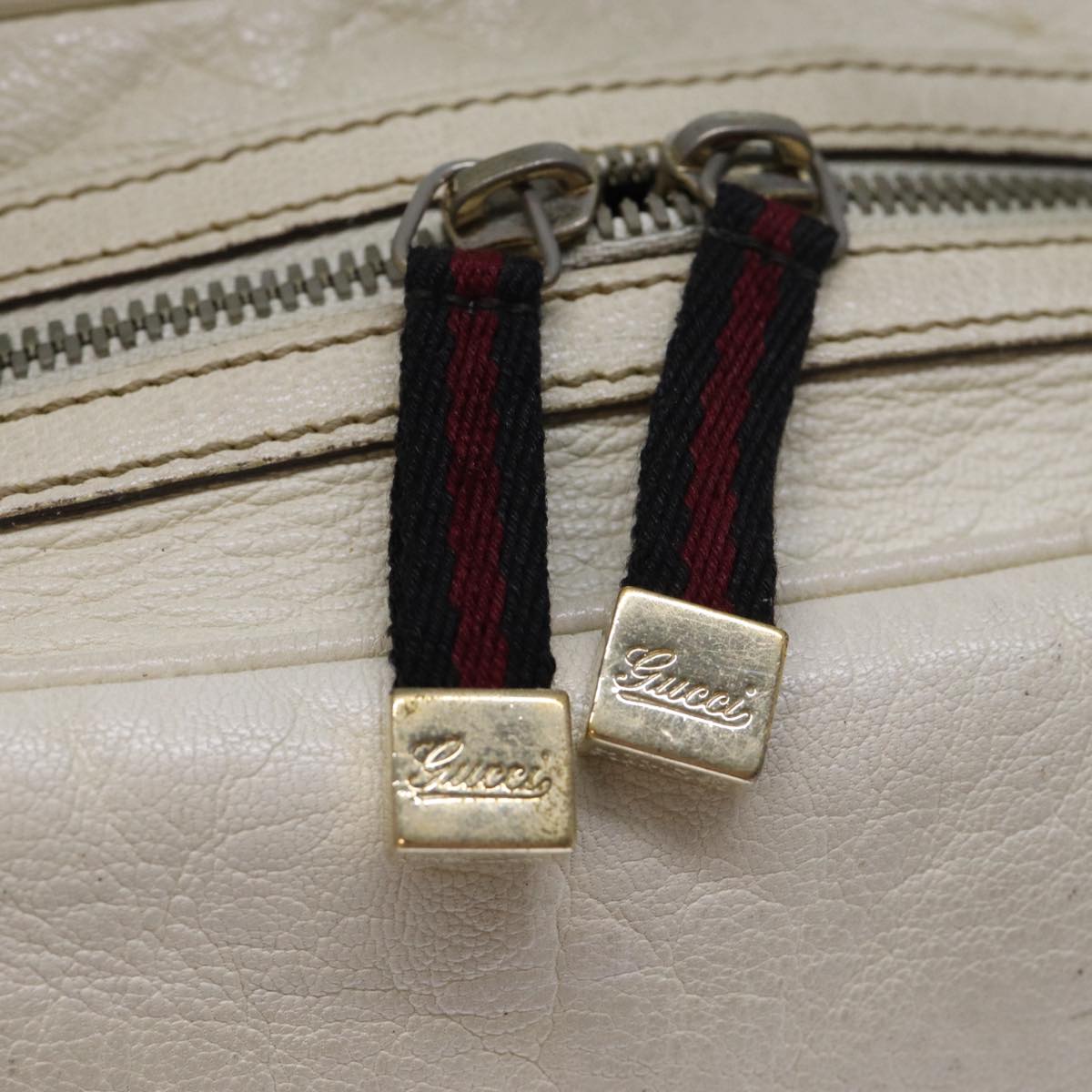 GUCCI Sherry Line Shoulder Bag Leather Red White Navy 161720 73234