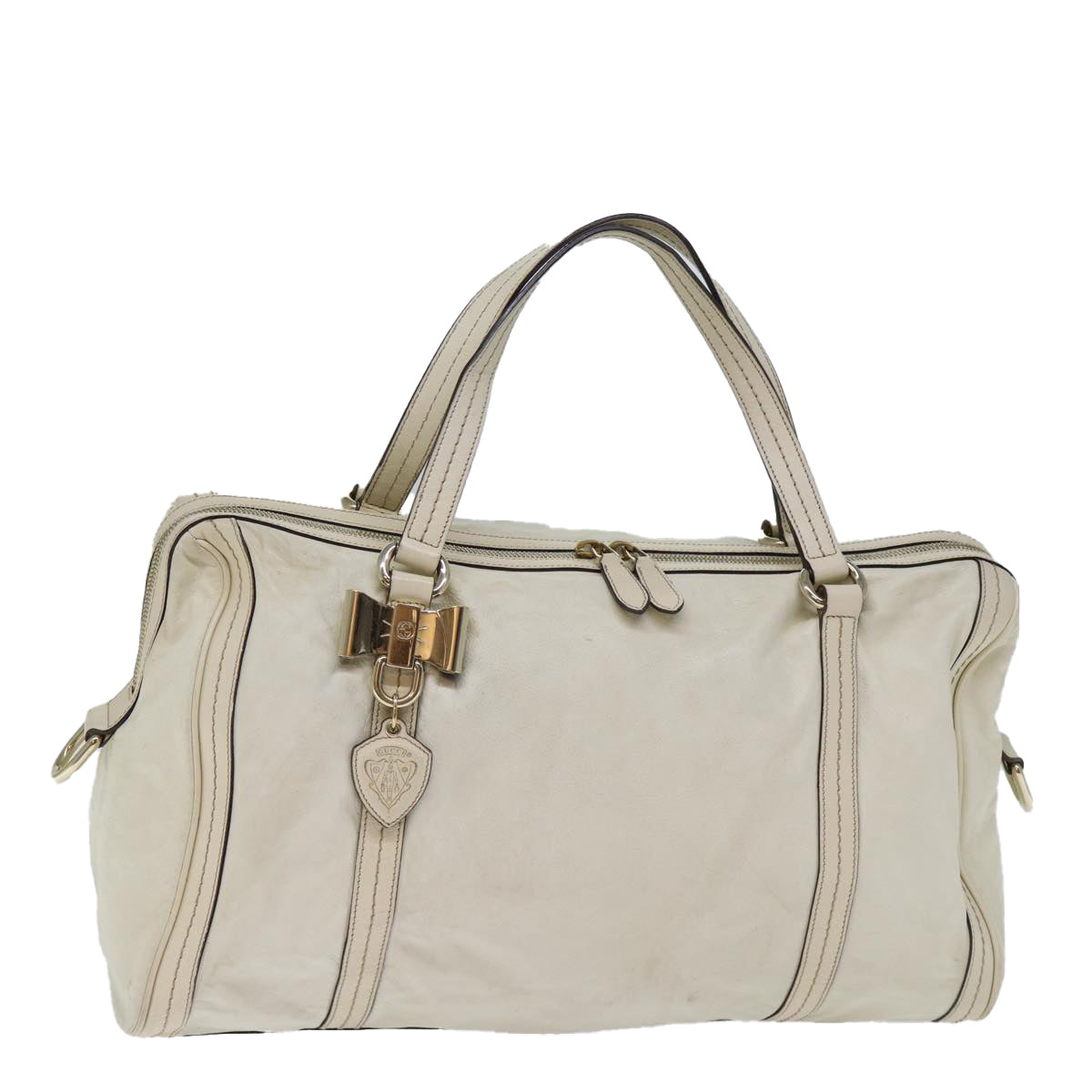 GUCCI Hand Bag Leather White 181488 73235