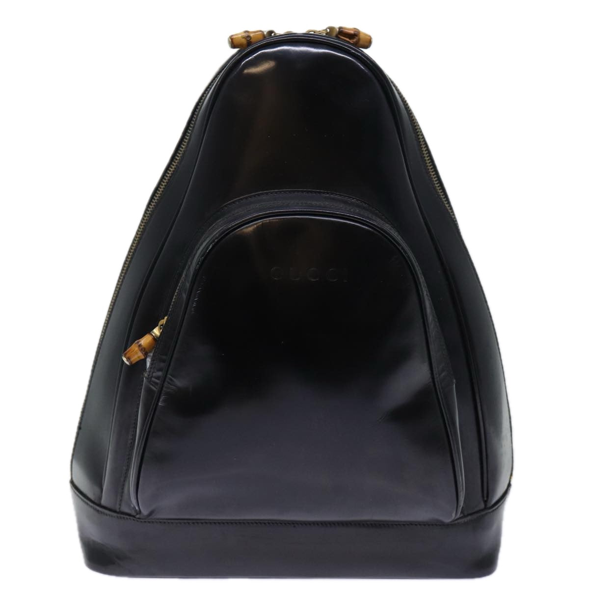 GUCCI Bamboo Body Bag Patent leather Black 73357