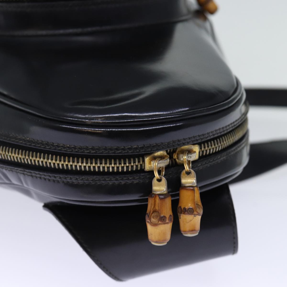 GUCCI Bamboo Body Bag Patent leather Black 73357