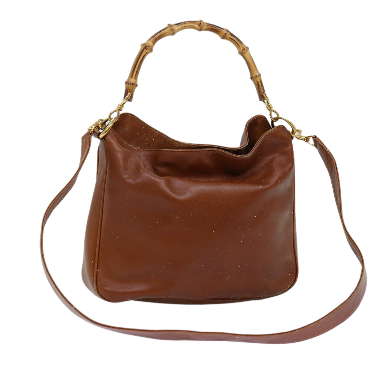 GUCCI Bamboo Shoulder Bag Leather 2way Brown 001 0166 1638 73358