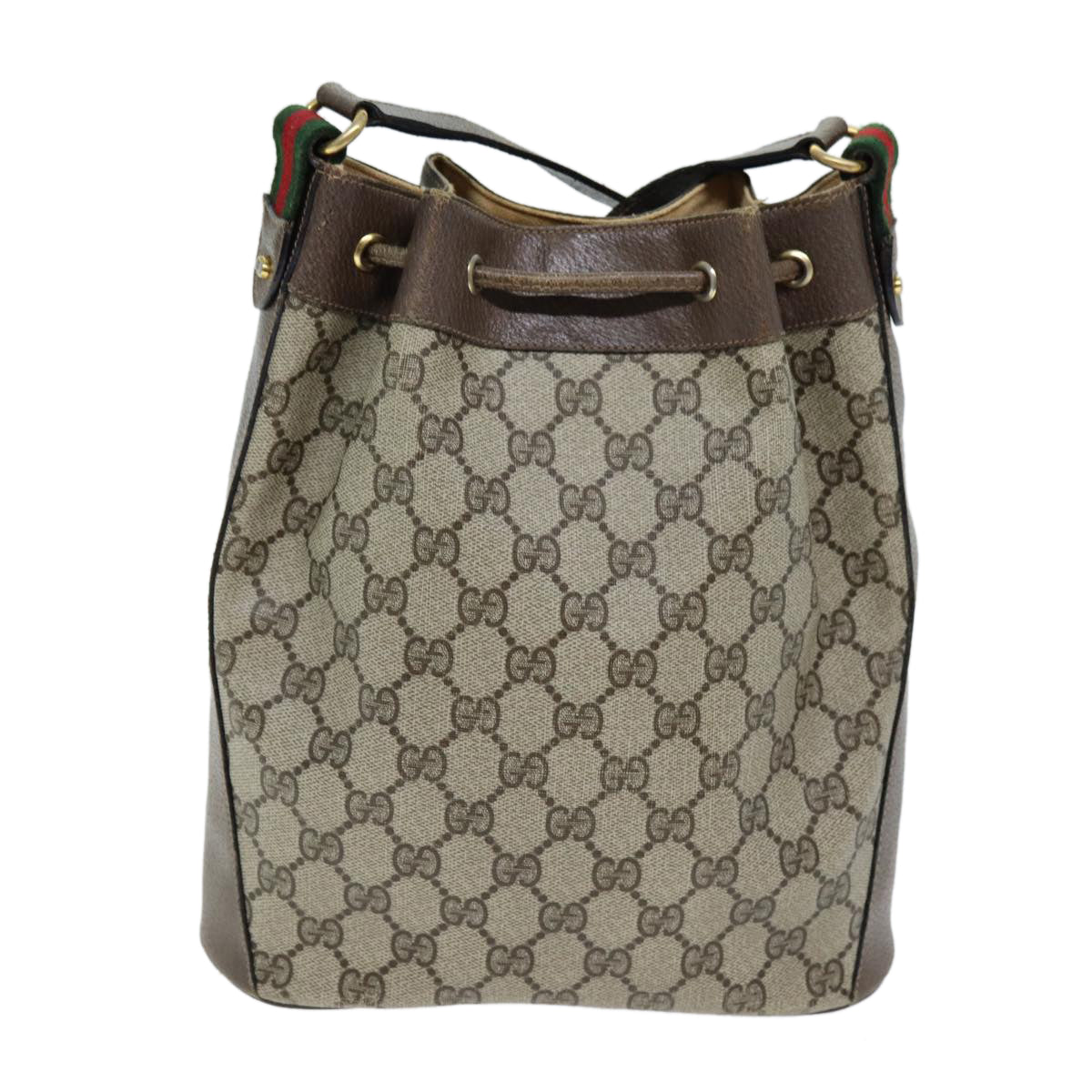 GUCCI GG Supreme Web Sherry Line Shoulder Bag PVC Beige 14 02 034 73361
