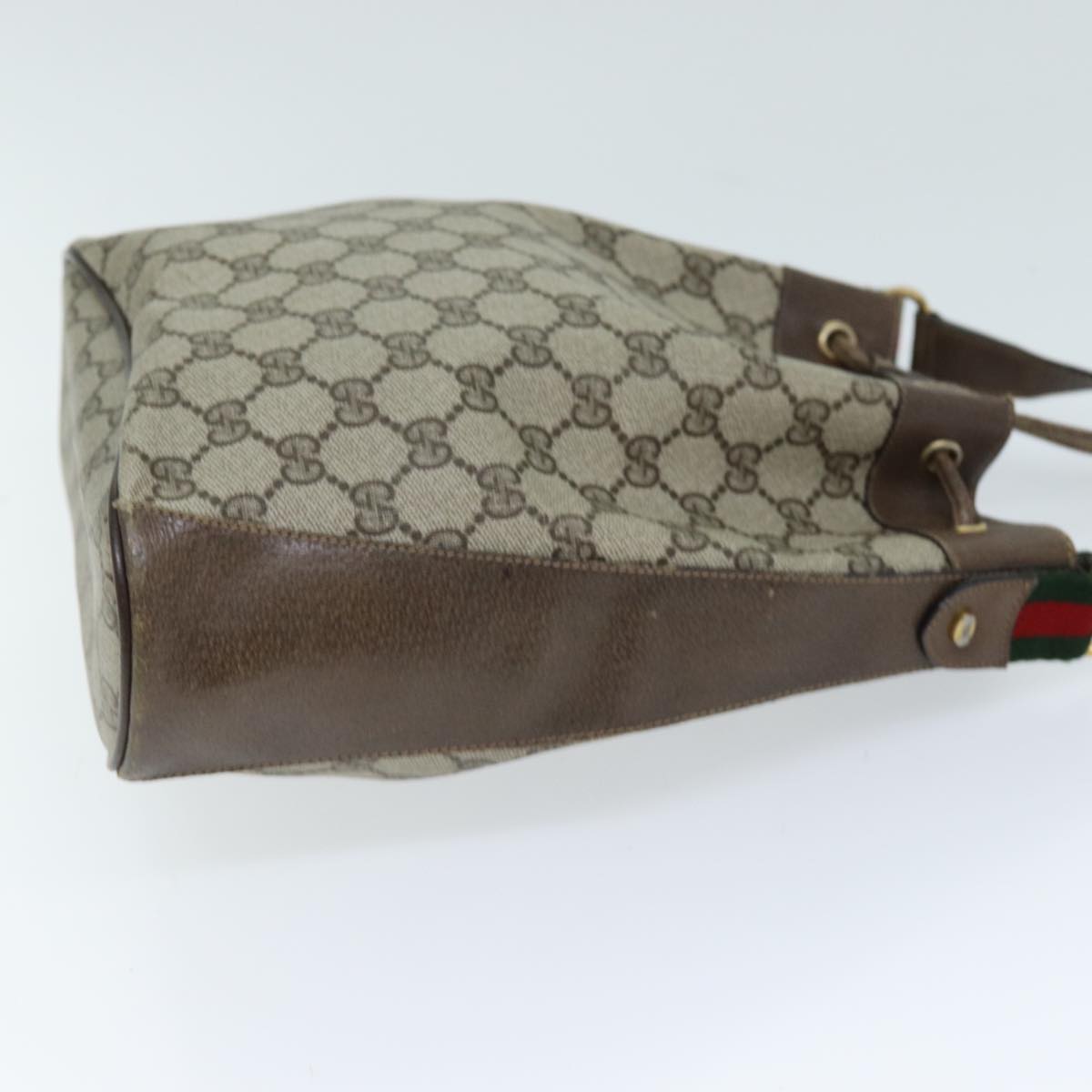GUCCI GG Supreme Web Sherry Line Shoulder Bag PVC Beige 14 02 034 73361