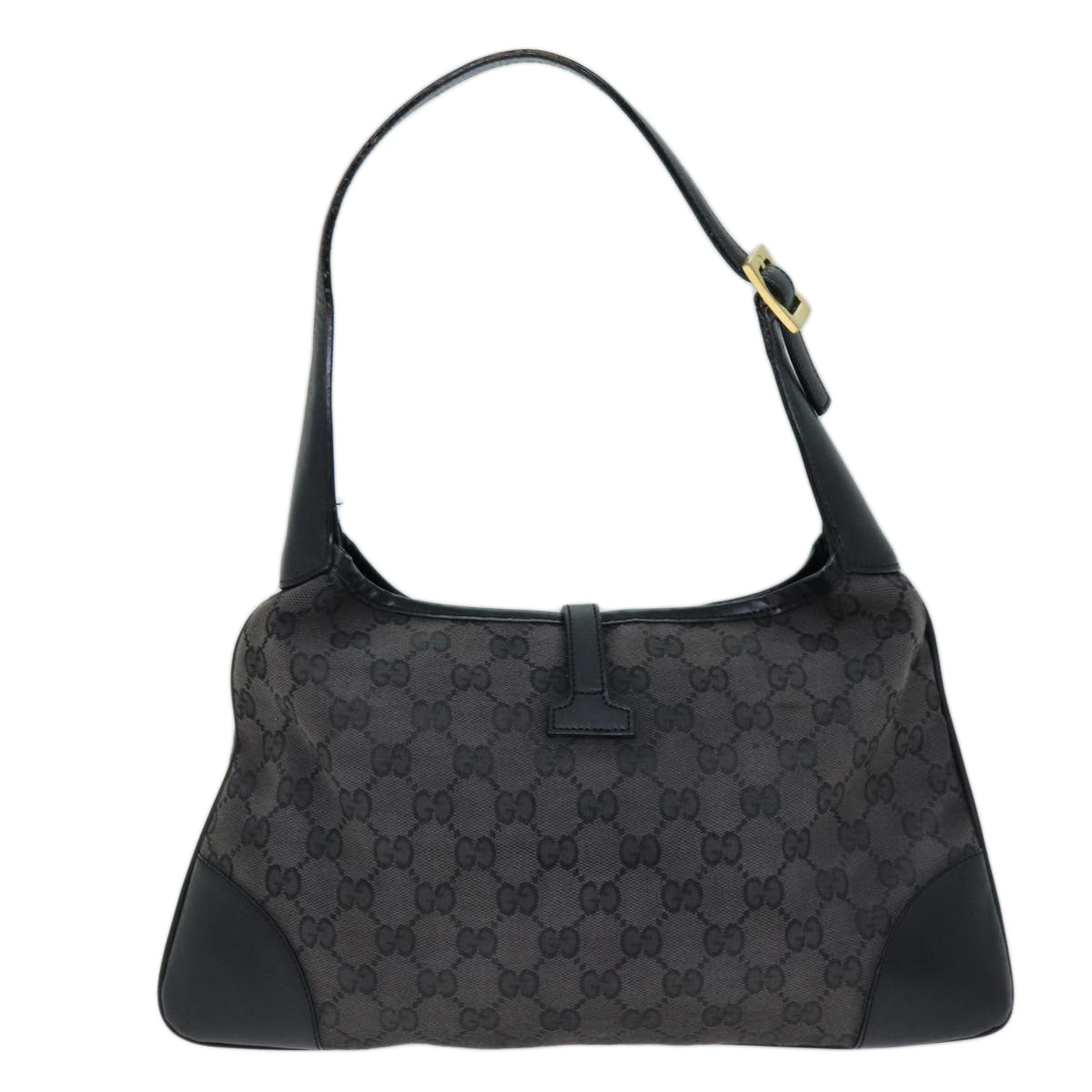 GUCCI GG Canvas Sherry Line Jackie Shoulder Bag Black White 001 4057 73366